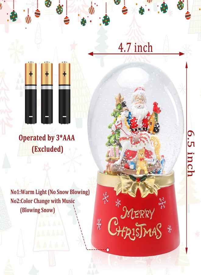 كرة ثلجية لعيد الميلاد من تامان، بابا نويل مع دوامة موسيقية، رقاقات ثلجية مضيئة متلألئة، زينة عيد الميلاد، ديكور منزلي للطاولة - Image 5